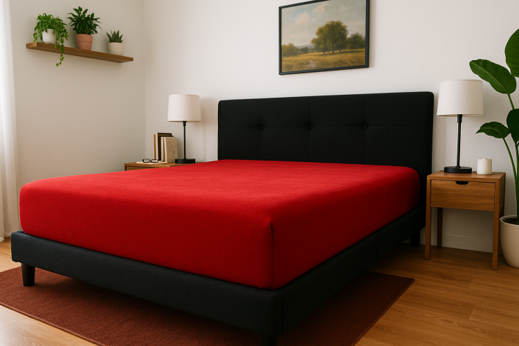 Prześcieradło z gumką 120x200 cm Czerwone Frotte Famitex