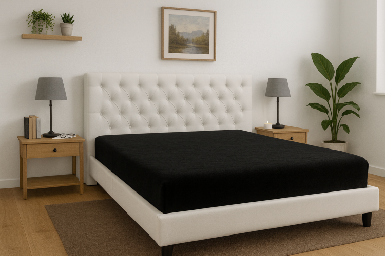 Prześcieradło z gumką 160x200 cm Czarne Frotte Famitex