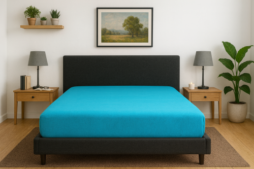 Prześcieradło z gumką 220x200 cm Turkusowe Frotte Famitex