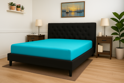 Prześcieradło z gumką 90x200 cm Turkusowe Jersey Famitex