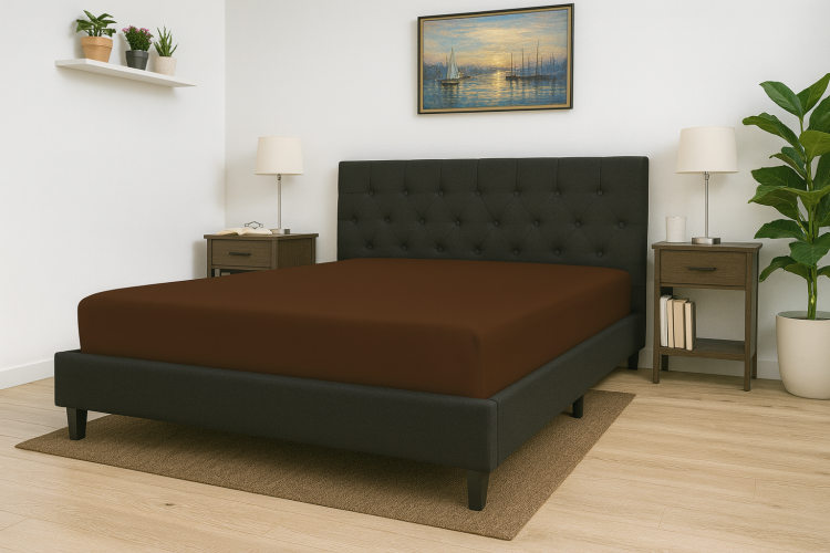 Prześcieradło z gumką 90x200 cm Brąz Jersey Delta