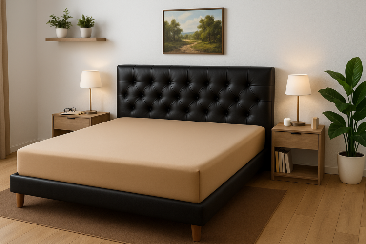 Prześcieradło z gumką 90x200 cm Kawowe Jersey Delta