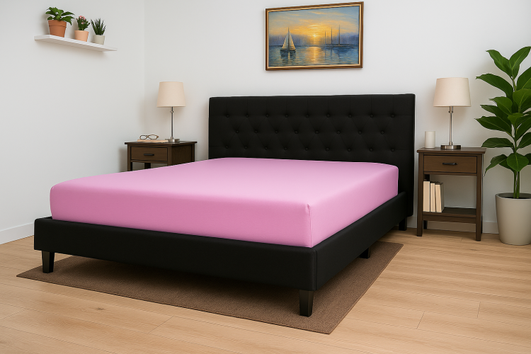 Prześcieradło z gumką 90x200 cm Jasny Różowy Jersey Delta