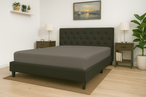 Prześcieradło z gumką 160x200 cm Ciemny Szary Jersey Famitex