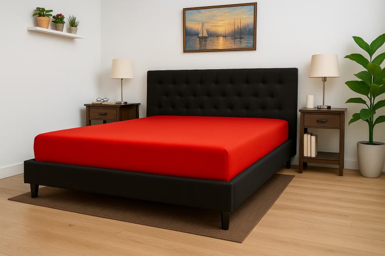 Prześcieradło z gumką 180x200 cm Czerwone Jersey Delta