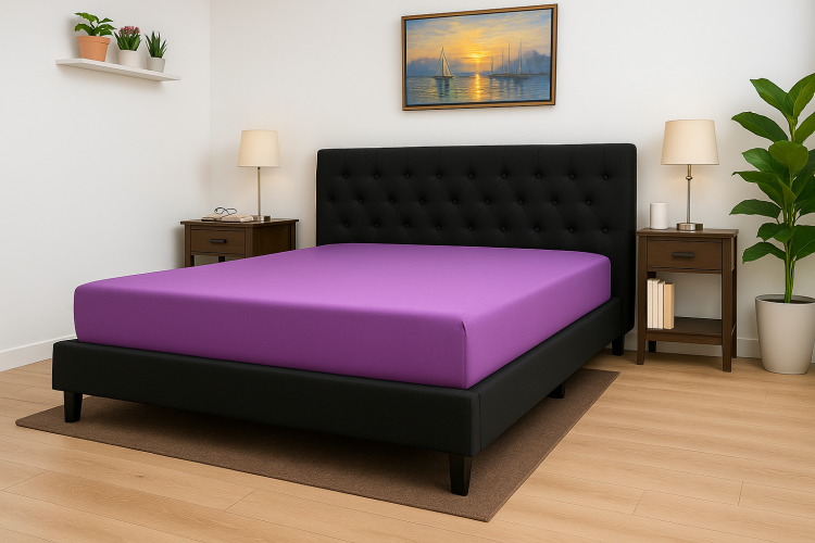 Prześcieradło z gumką 180x200 cm Fioletowe Jersey Delta