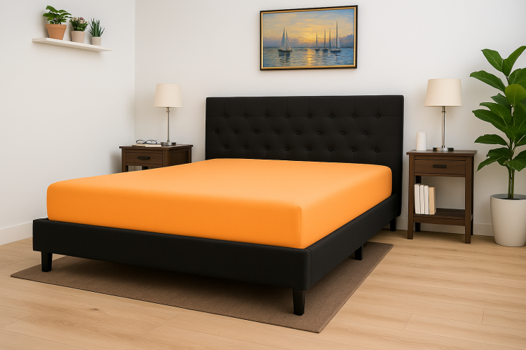 Prześcieradło z gumką 180x200 cm Pomarańczowe Jersey Famitex