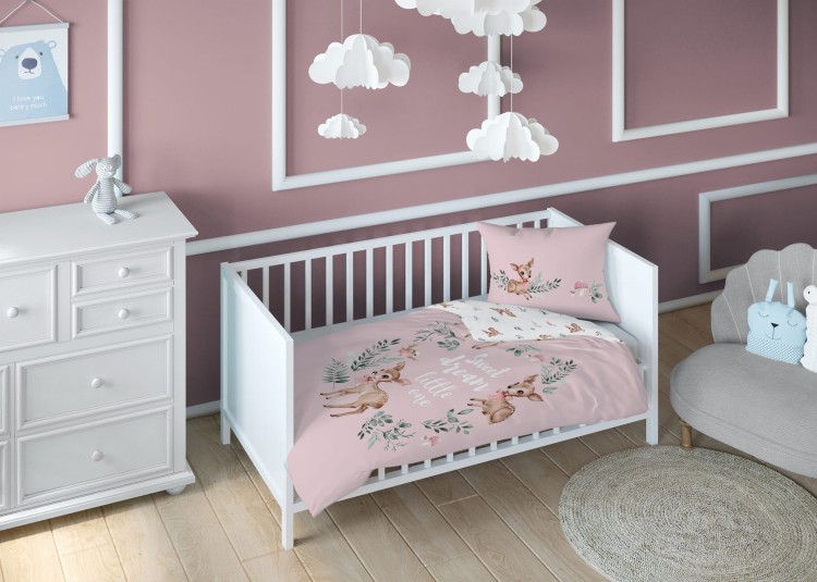 Pościel Bawełniana 90x120 Dwustronna Różowy Jelonek 5511B Detexpol