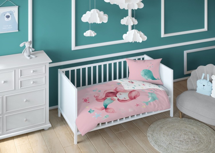 Pościel Bawełniana 90x120 Dwustronna Jasno Różowa Syrenka 5512B Detexpol