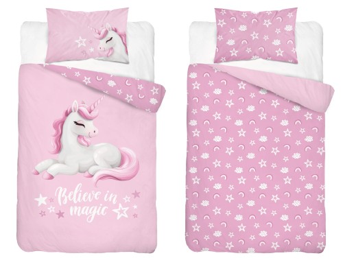 Pościel Bawełniana 90x120 Dwustronna Różowy Konik Pony 5517A Detexpol