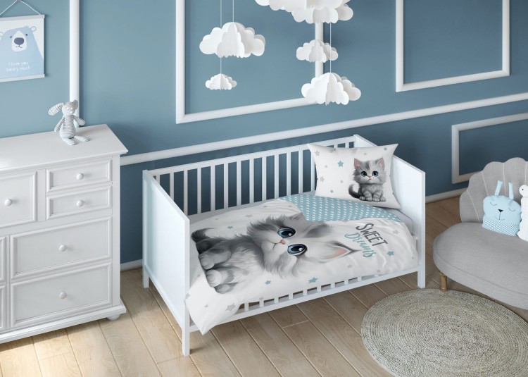 Pościel Bawełniana 90x120 Dwustronna Niebieskie Sweet Dreams 5518A Detexpol