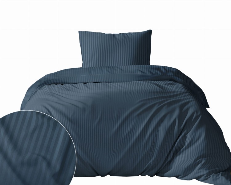 Pościel 140x200 + Poszewka Satyna 100% Bawełna Adamaszek Pure Denim Fabryka Pościeli