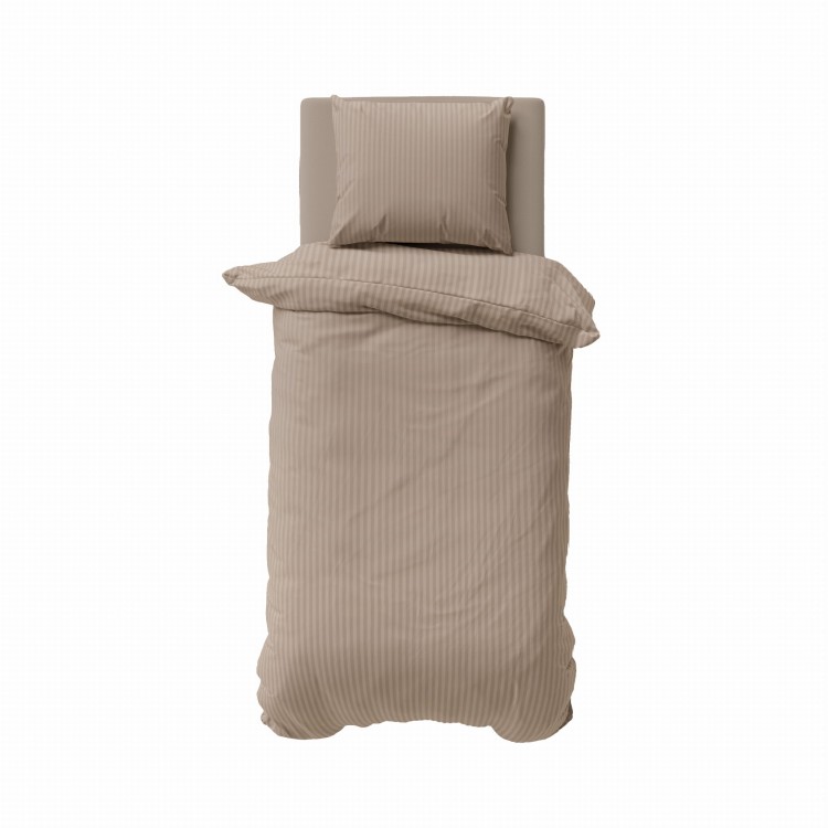 Pościel 140x200 + Poszewka Satyna 100% Bawełna Adamaszek Pure Taupe Fabryka Pościeli
