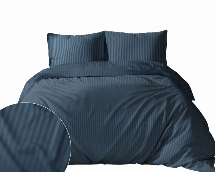 Pościel 180x200 + 2 Poszewki Satyna 100% Bawełna Adamaszek Pure Denim Fabryka Pościeli