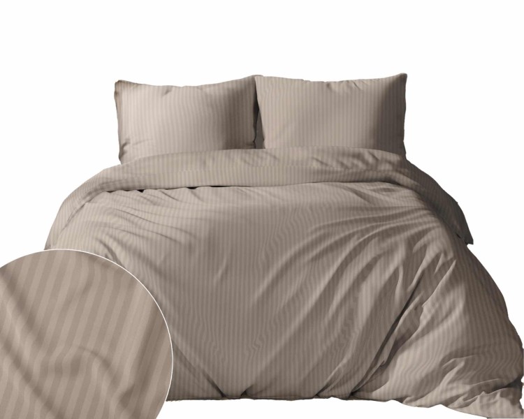 Pościel 180x200 + 2 Poszewki Satyna 100% Bawełna Adamaszek Pure Taupe Fabryka Pościeli