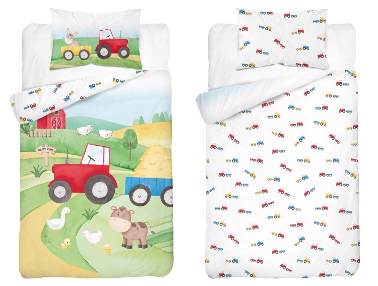 Pościel Bambusowa 90x120 Dwustronna Farma Traktor Czerwony 4785A Detexpol