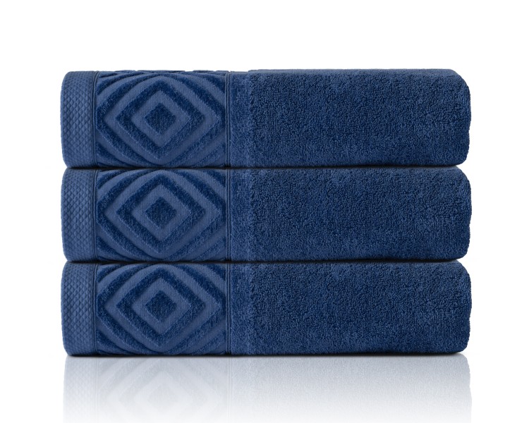 Ręcznik z Bordiurą 100x150cm 550g 100% Bawełna Paula Dark Blue Detexpol