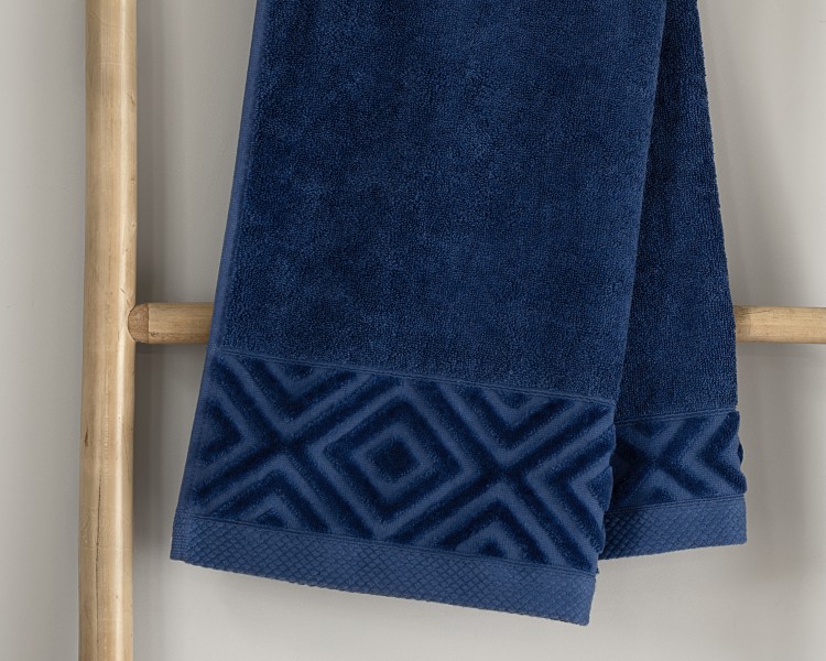 Ręcznik z Bordiurą 100x150cm 550g 100% Bawełna Paula Dark Blue Detexpol