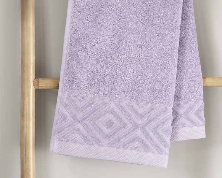 Ręcznik z Bordiurą 100x150cm 550g 100% Bawełna Paula Lilac Detexpol