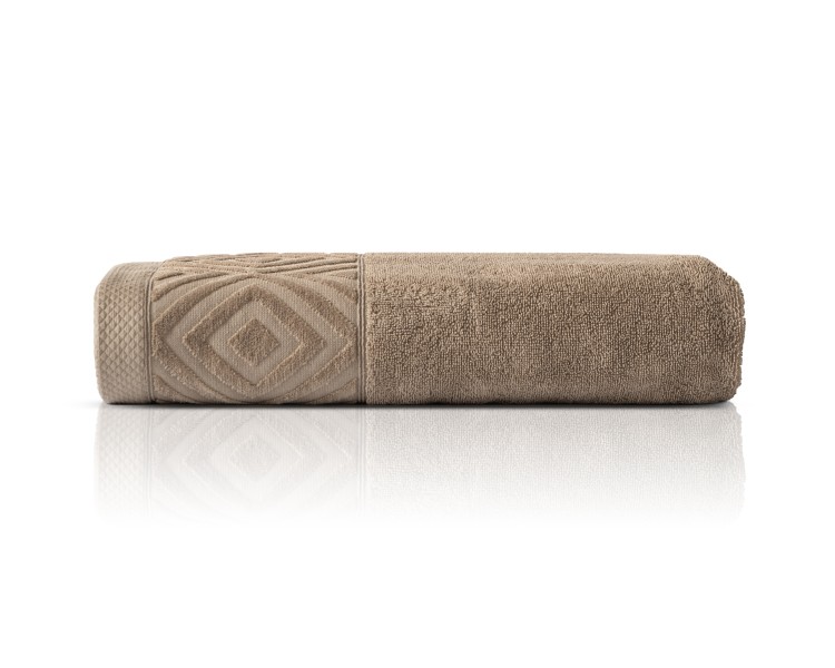 Ręcznik z Bordiurą 100x150cm 550g 100% Bawełna Paula Taupe Detexpol