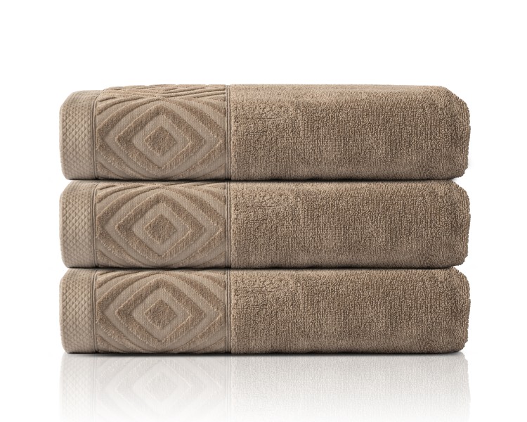 Ręcznik z Bordiurą 100x150cm 550g 100% Bawełna Paula Taupe Detexpol