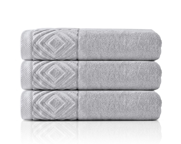 Ręcznik z Bordiurą 30x50cm 550g 100% Bawełna Paula Light Grey Detexpol