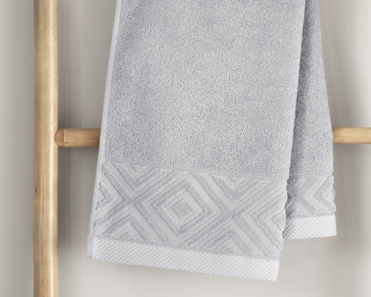 Ręcznik z Bordiurą 30x50cm 550g 100% Bawełna Paula Light Grey Detexpol