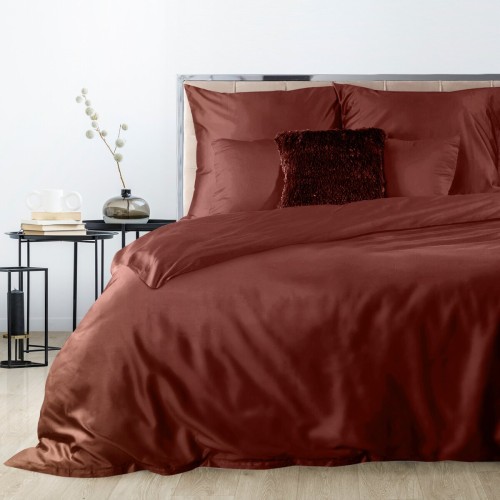 Pościel 220x200cm + 2 Poszewki 100% Satyna Bawełna Burgundowa Eurofirany
