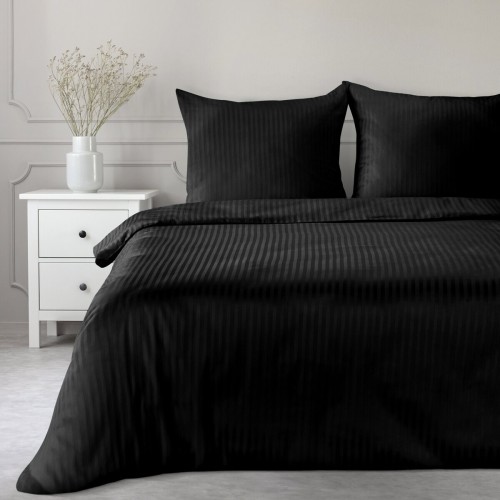 Pościel 140x200 + Poszewka Satyna 100% Bawełna Czarna Vera Eurofirany
