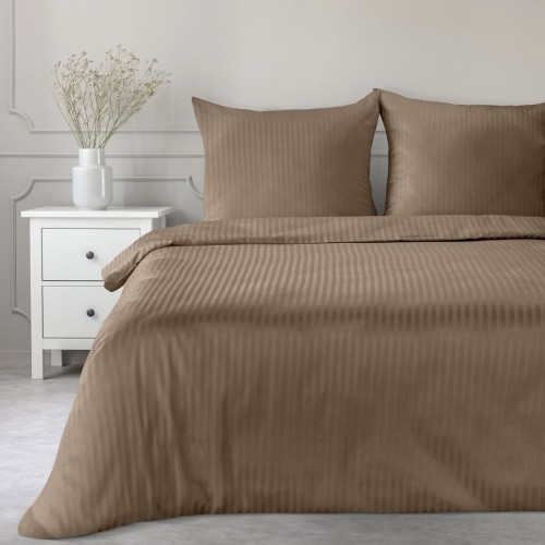 Pościel 140x200 + Poszewka Satyna 100% Bawełna Brązowa Vera Eurofirany