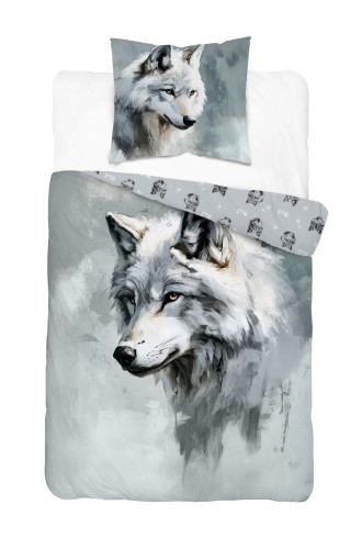 Pościel 140x200cm + Poszewka 100% Bawełna Wilk 5699A Detexpol