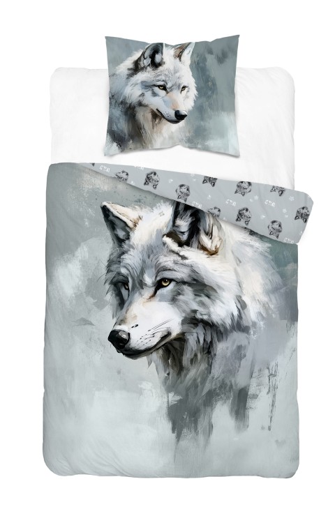 Pościel 140x200cm + Poszewka 100% Bawełna Wilk 5699A Detexpol