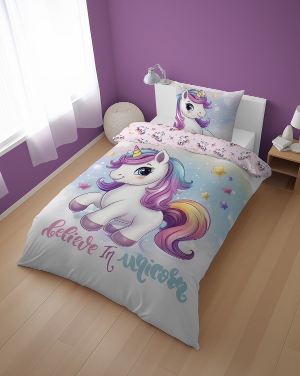 Pościel 140x200cm + Poszewka 100% Bawełna Kucyk Pony 5701A Detexpol