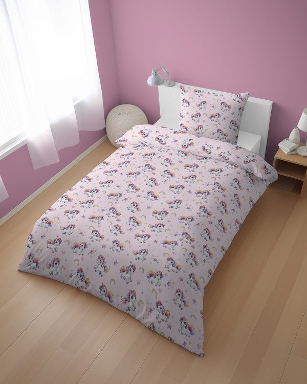 Pościel 140x200cm + Poszewka 100% Bawełna Kucyki Pony 5708A Detexpol