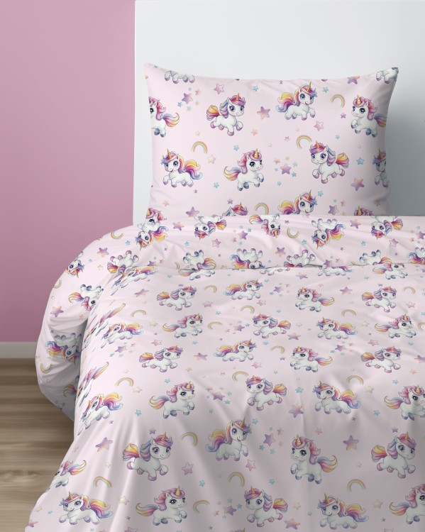 Pościel 140x200cm + Poszewka 100% Bawełna Kucyki Pony 5708A Detexpol