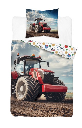 Pościel 160x200cm + Poszewka 100% Bawełna Czerwony Traktor 5700A Detexpol