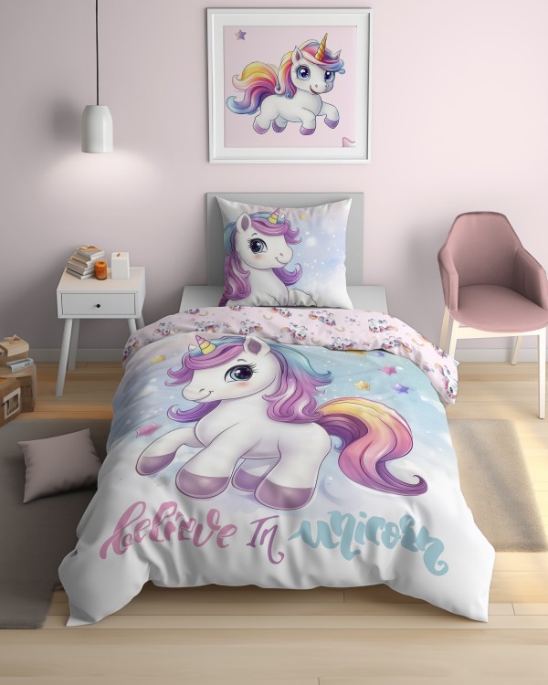 Pościel 160x200cm + Poszewka 100% Bawełna Kucyk Pony 5701A Detexpol