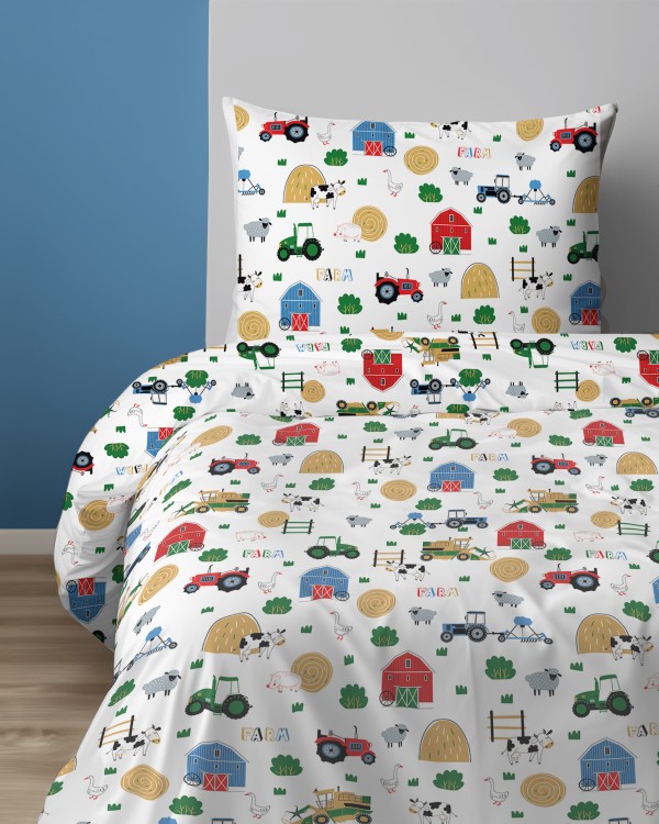 Pościel 160x200cm + Poszewka 100% Bawełna Farma 4934A Detexpol