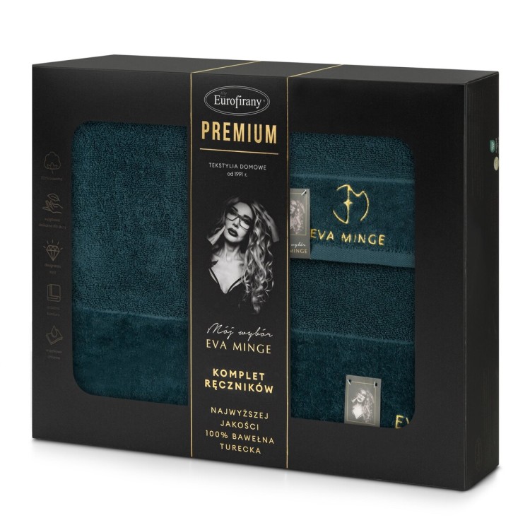 Komplet Trzech Ręczników 100% Bawełna 550g Gaja Ciemnozielone Eurofirany by Eva Minge