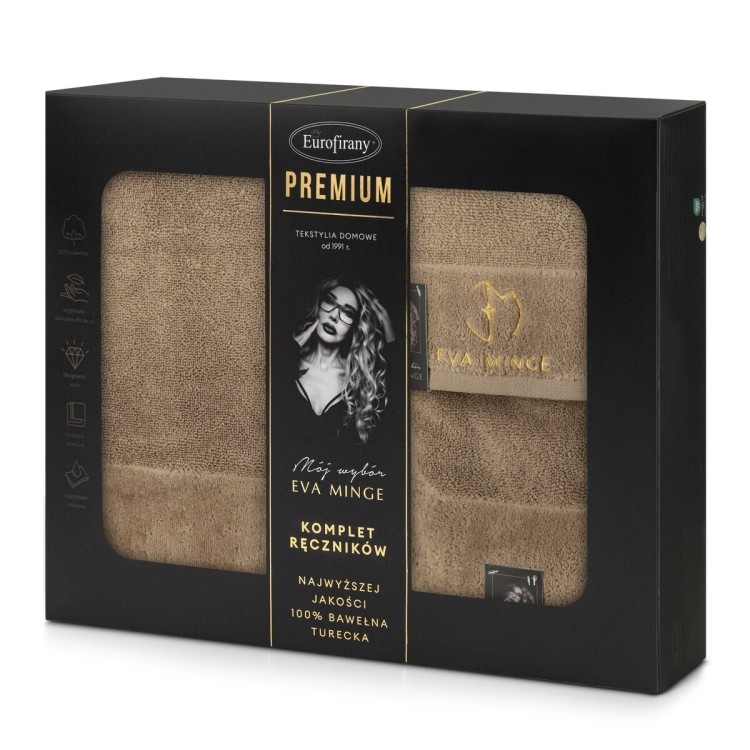 Komplet Trzech Ręczników 100% Bawełna 550g Gaja Beżowe Eurofirany by Eva Minge