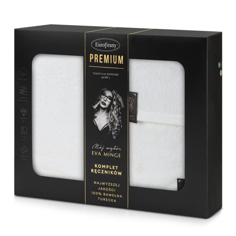 Komplet Trzech Ręczników 100% Bawełna 550g Venus Białe Eurofirany by Eva Minge