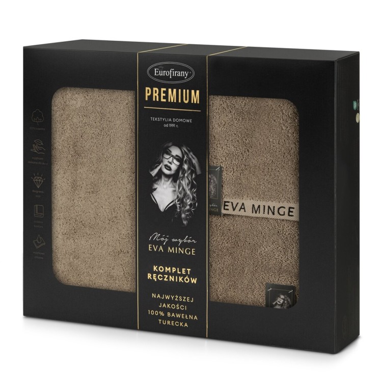 Komplet Trzech Ręczników 100% Bawełna 550g Venus Beżowe Eurofirany by Eva Minge