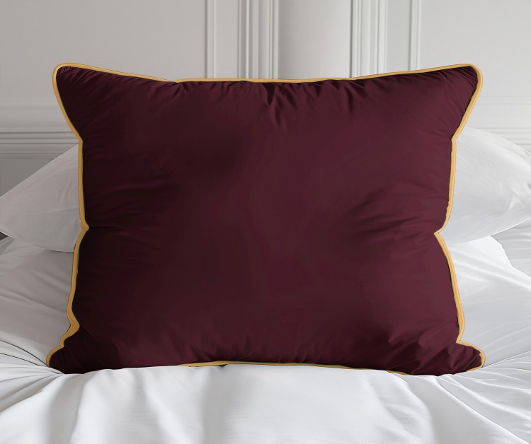 Pościel 220x200 + 2 Poszewki Satyna 100% Bawełna Pure z Bizą Burgundowa Detexpol