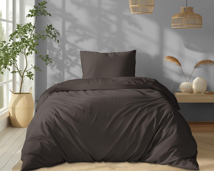 Pościel 140x200 + Poszewka Satyna 100% Bawełna Adamaszek Pure Mocha Fabryka Pościeli