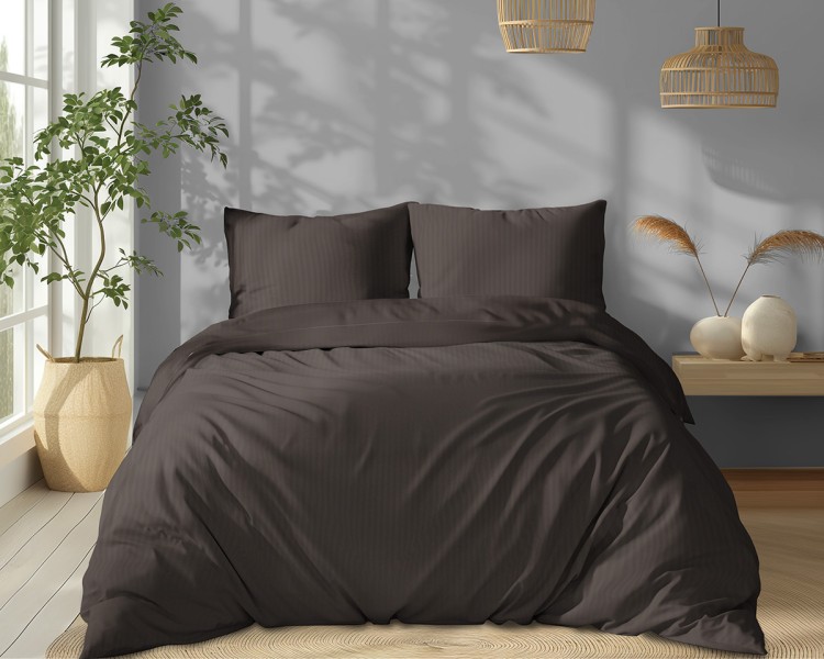 Pościel 160x200 + 2 Poszewki Satyna 100% Bawełna Adamaszek Pure Mocha Fabryka Pościel