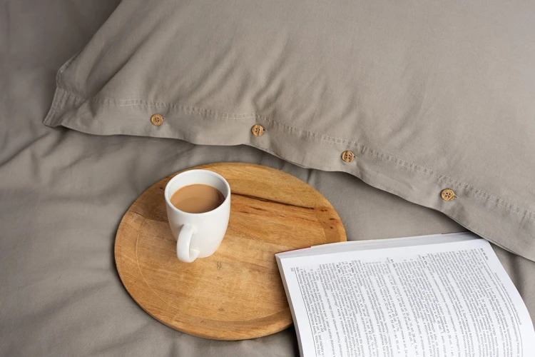 Pościel z Ozdobnymi Guzikami 220x200 + 2 Poszewki 100% Bawełna Pure Taupe Detexpol