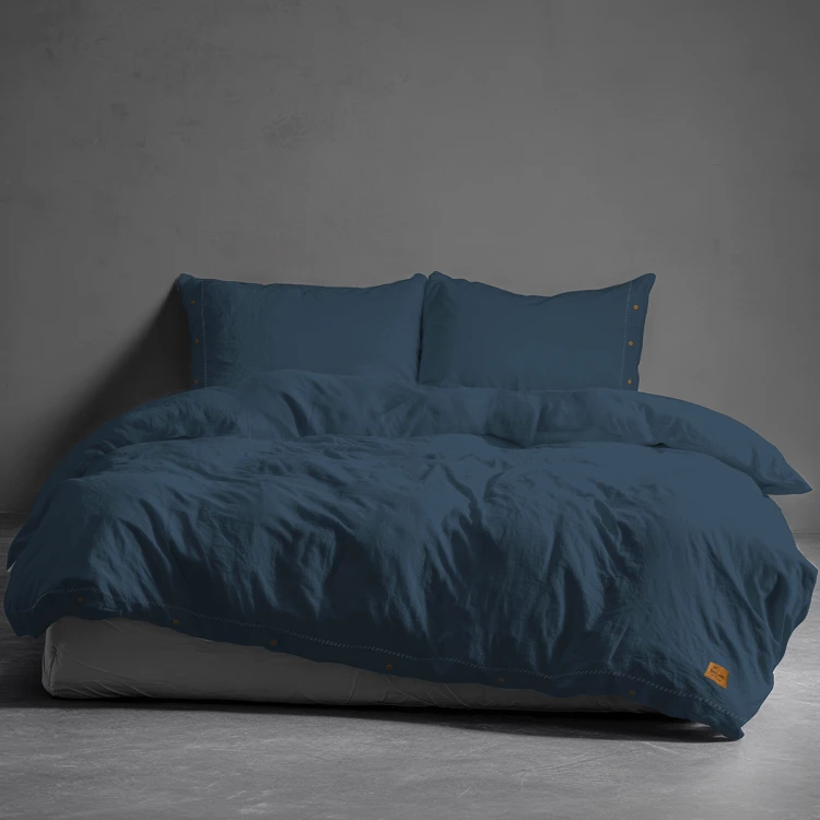 Pościel z Ozdobnymi Guzikami 220x200 + 2 Poszewki 100% Bawełna Pure Denim Detexpol
