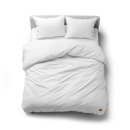 Pościel z Ozdobnymi Guzikami 160x200 + 2 Poszewki 100% Bawełna Pure Biała Detexpol