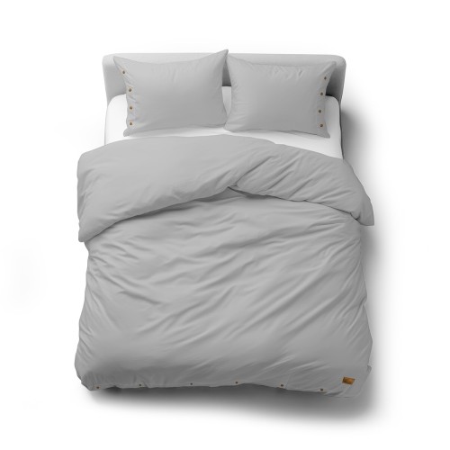 Pościel z Ozdobnymi Guzikami 160x200 + 2 Poszewki 100% Bawełna Pure Jasnoszara Detexpol