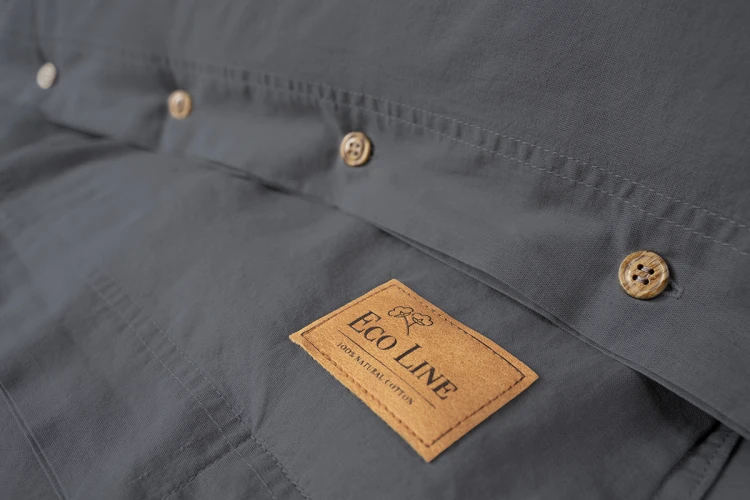 Pościel z Ozdobnymi Guzikami 160x200 + 2 Poszewki 100% Bawełna Pure Grafitowa Detexpol